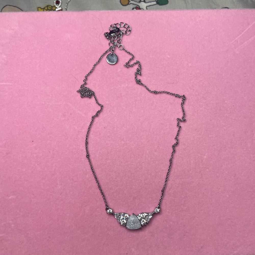 Silver Necklace with lab created Crystal Accents